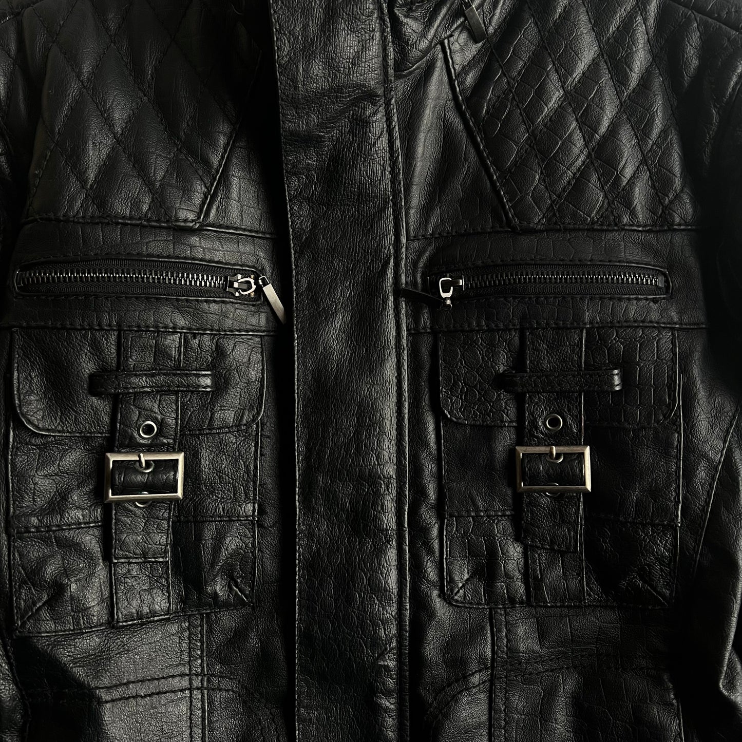 Casva Crocodile Printed Leather Jacket
