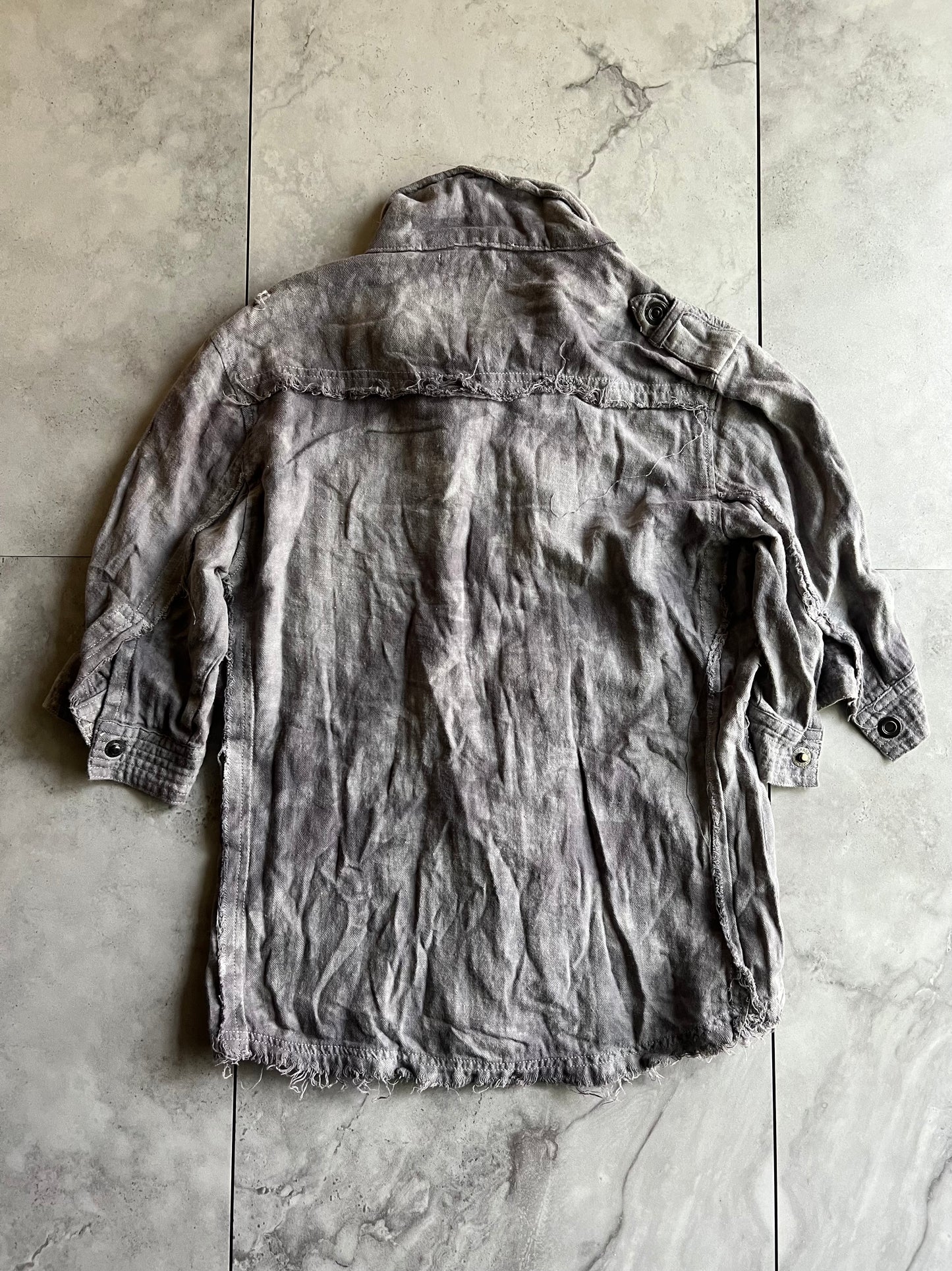 Semantic Design Zip-Up Military Grey Wash Shirt