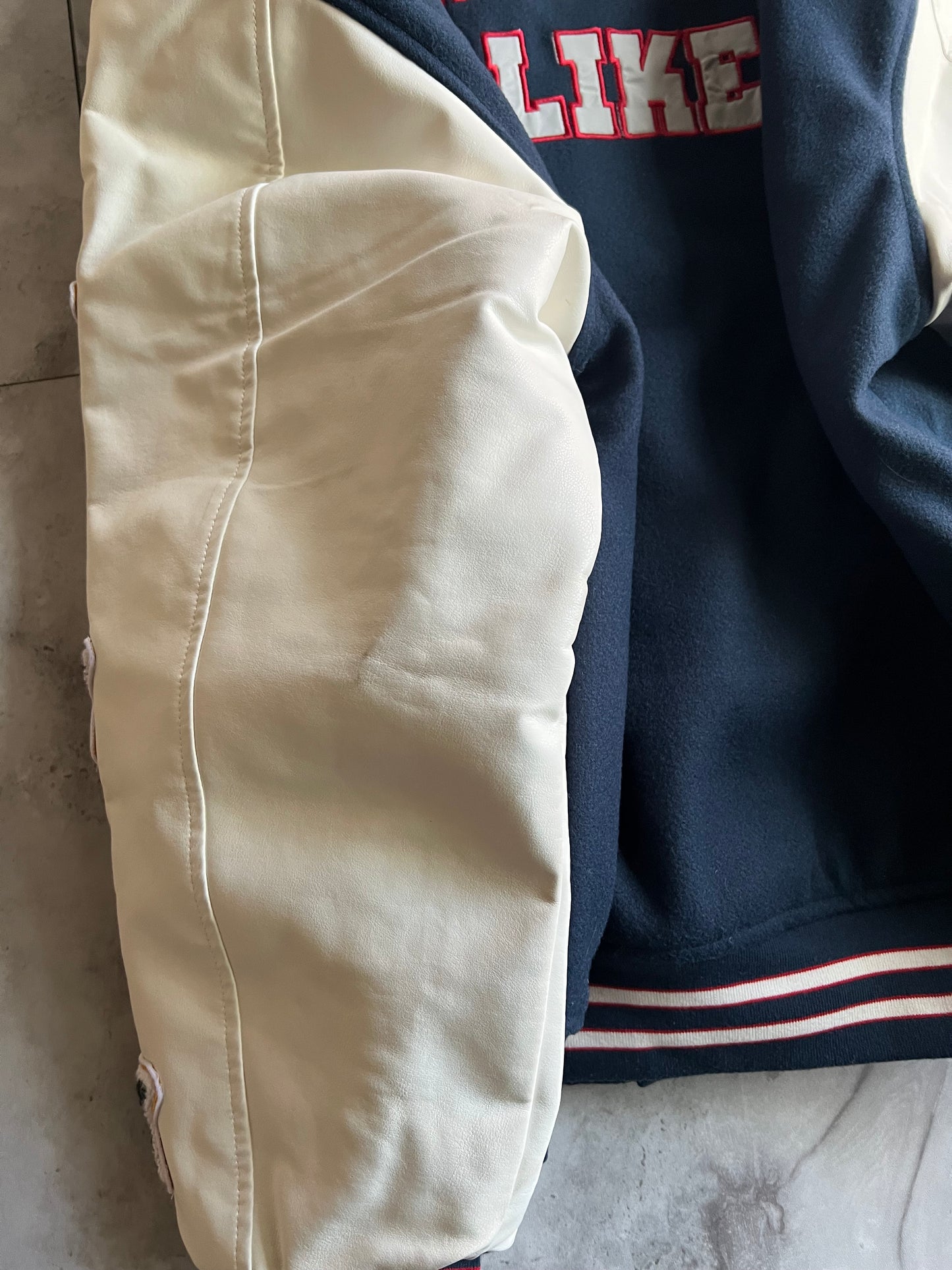 Jackrose Embroidered Leather Sleeve Varsity Jacket