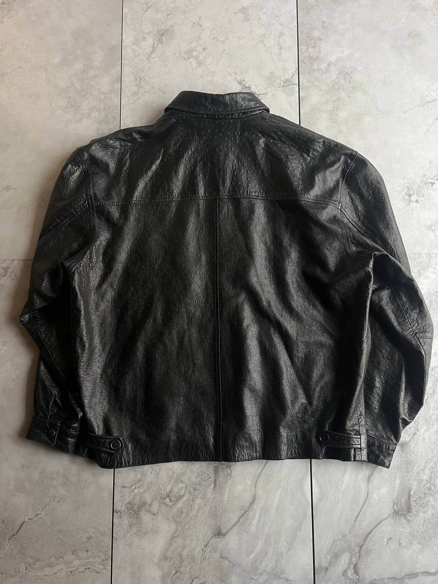 Gianni Bernini Ostrich Embossed Leather Jacket