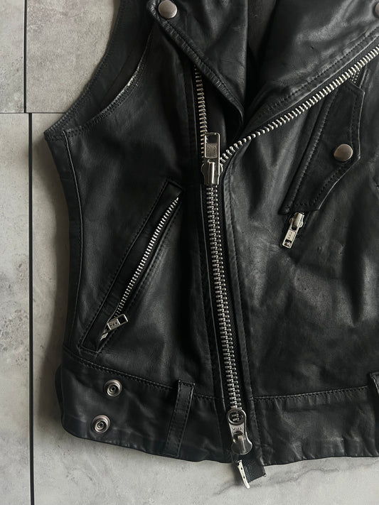 L.G.B Brooklyn Black Bikers Leather Riders Vest