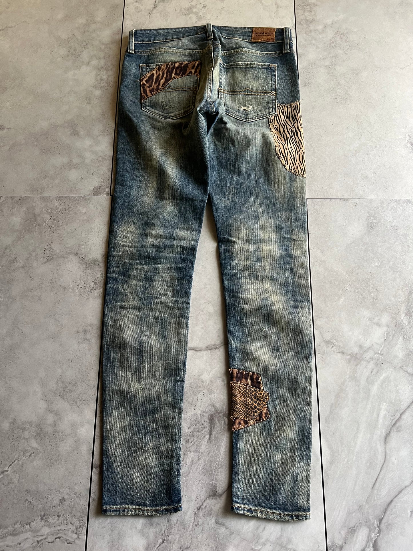 Ralph Lauren Denim & Supply Leopard Print Distressed Skinny Jeans