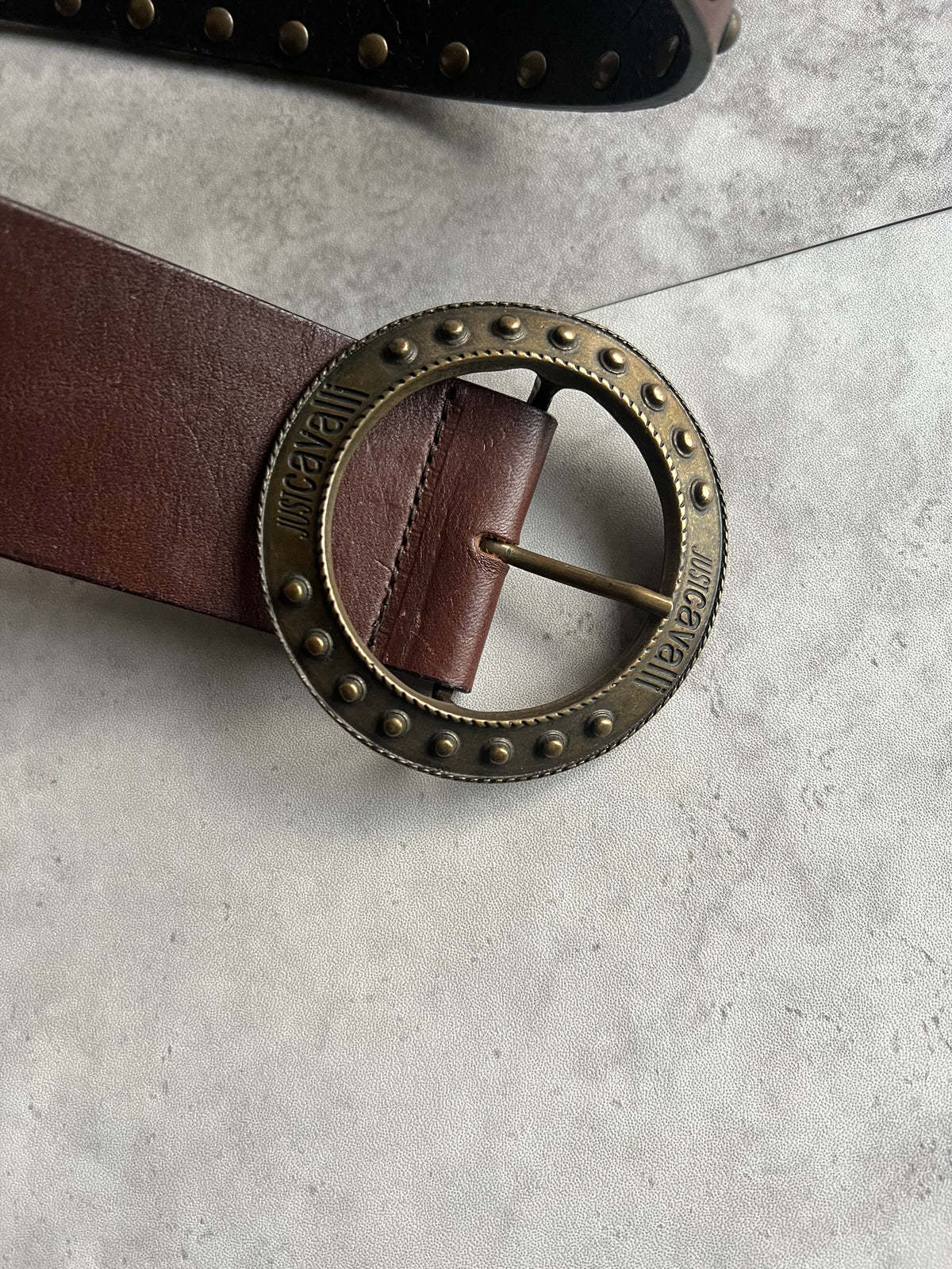 Roberto Cavalli Large Studded Leather Waist Belt