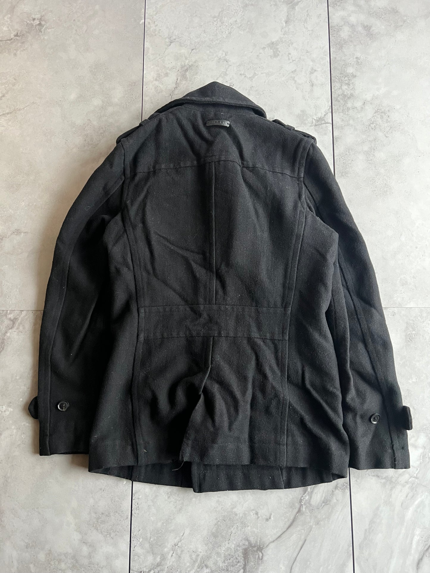 Diesel Leather Accent Pea Coat