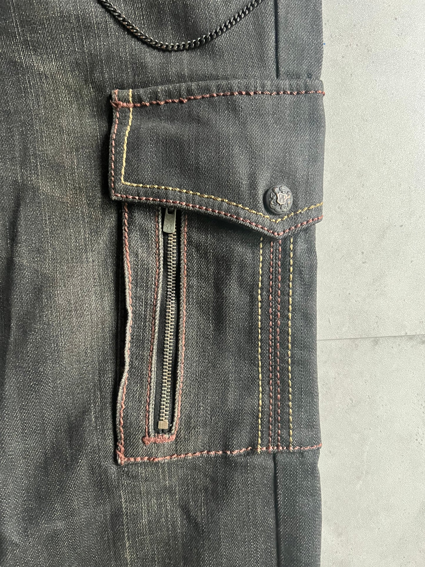 Schlussel Zipper Chain Attachment Cargo Denim