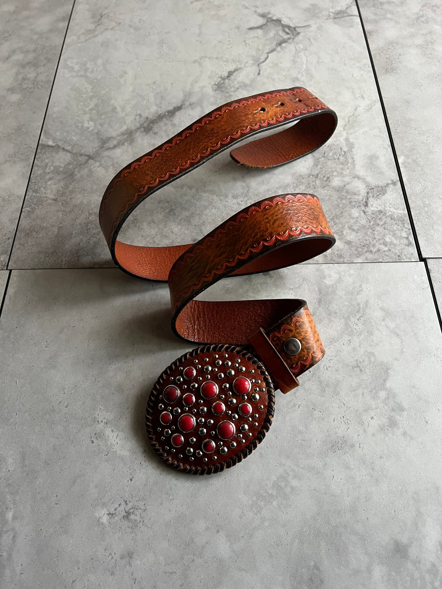 Dsquared2 Studded Buckled Western Leather Belt