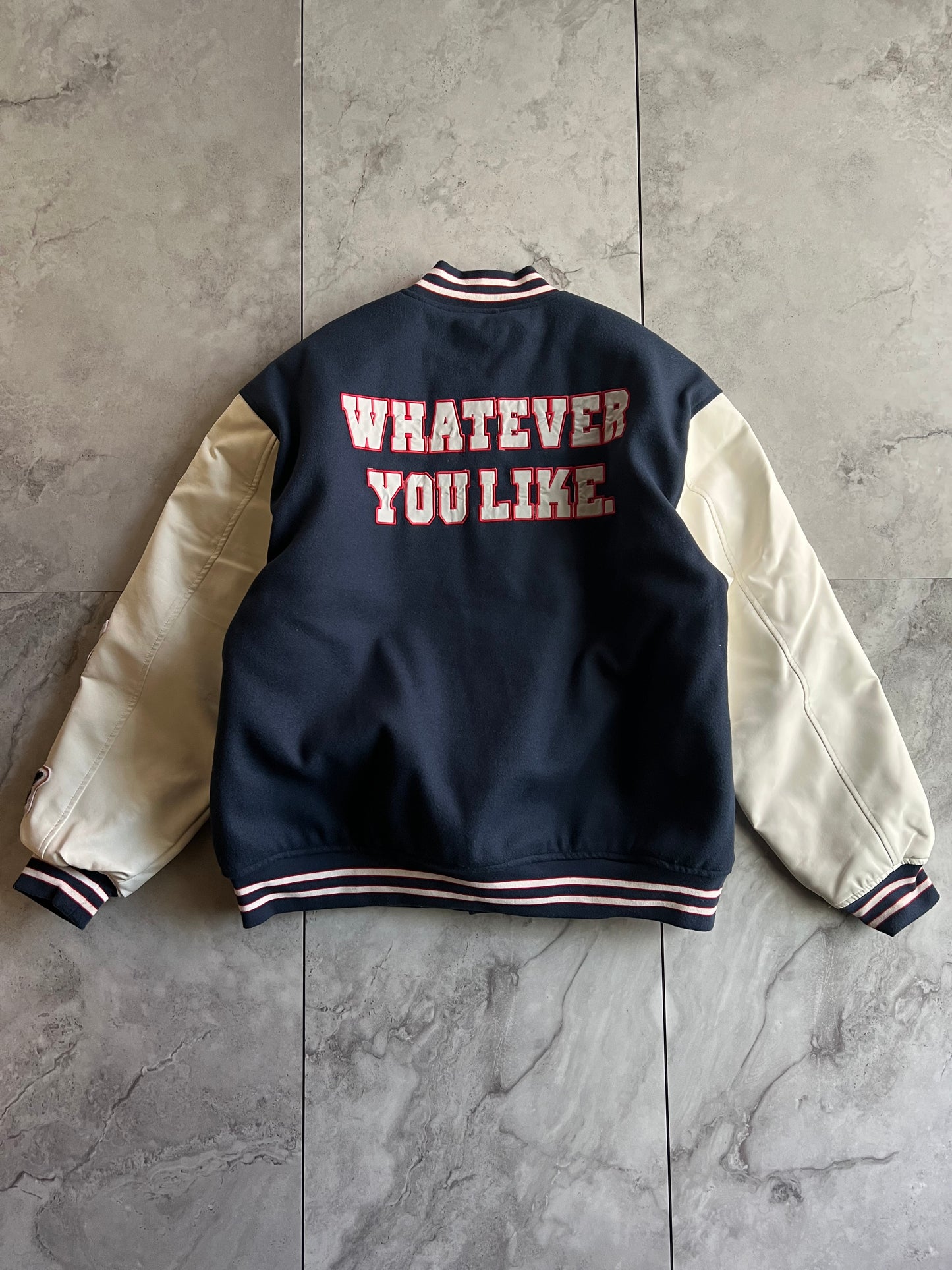 Jackrose Embroidered Leather Sleeve Varsity Jacket