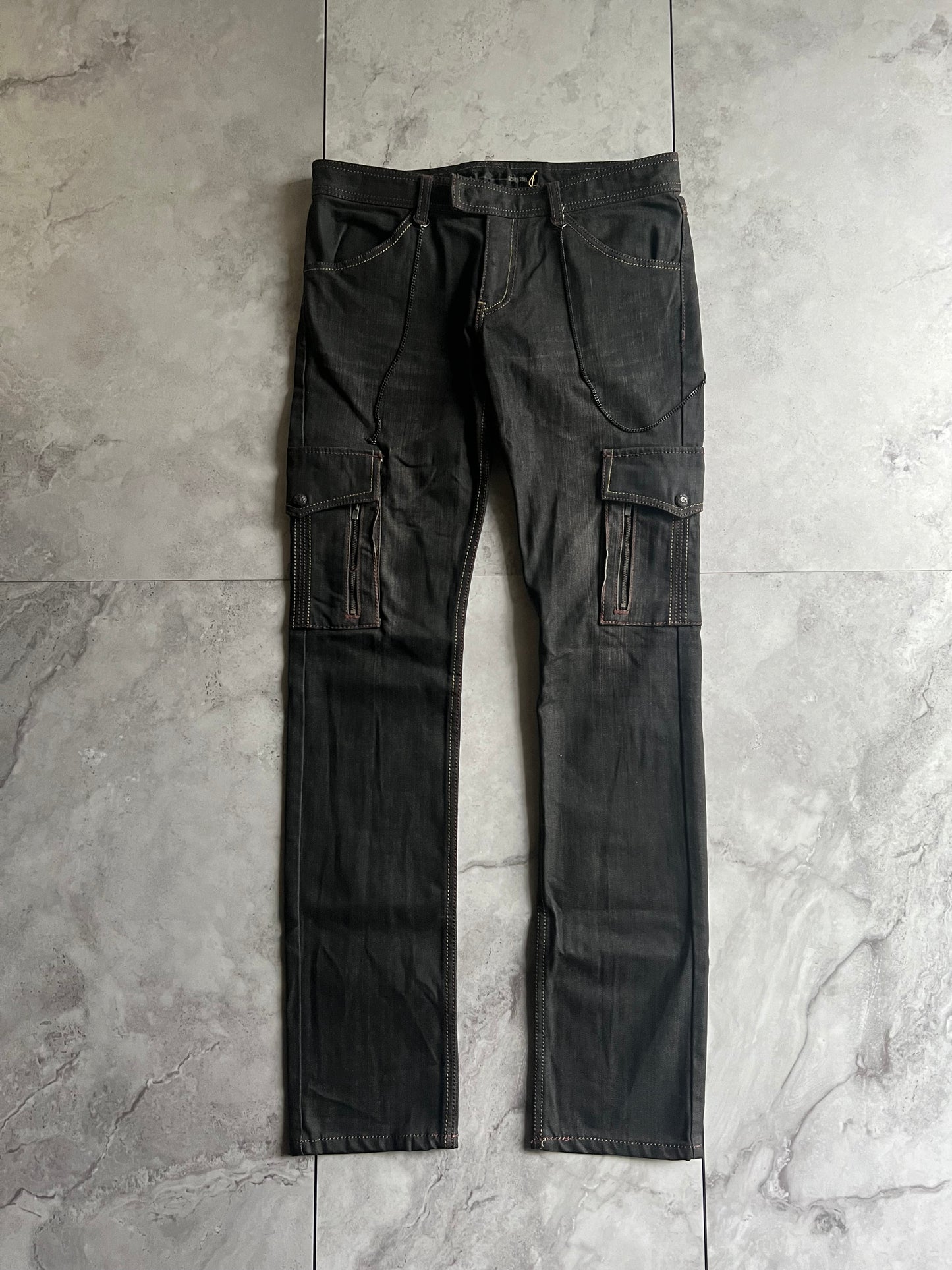 Schlussel Zipper Chain Attachment Cargo Denim