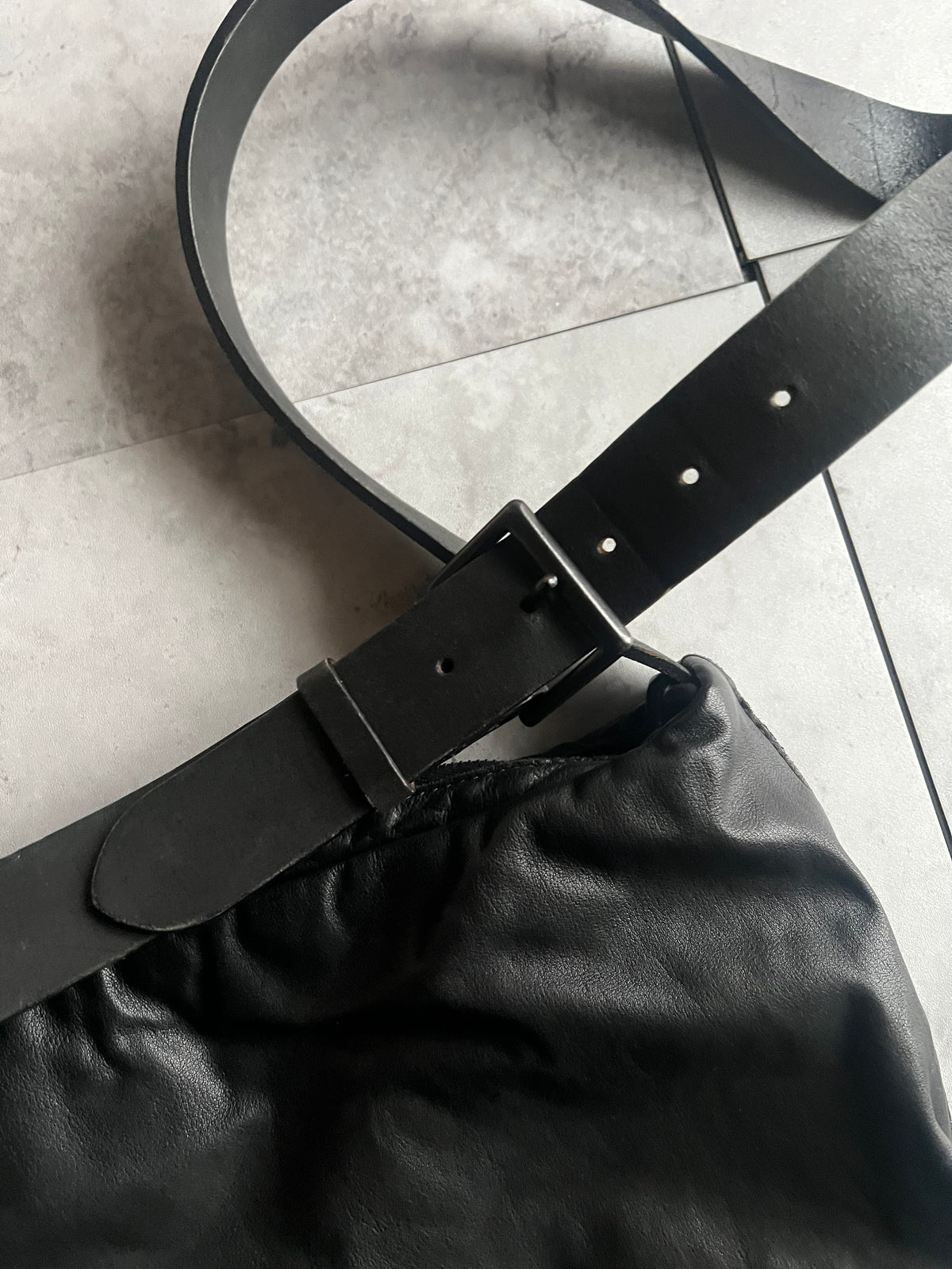Wjk Leather Belt Buckle Shoulder Bag