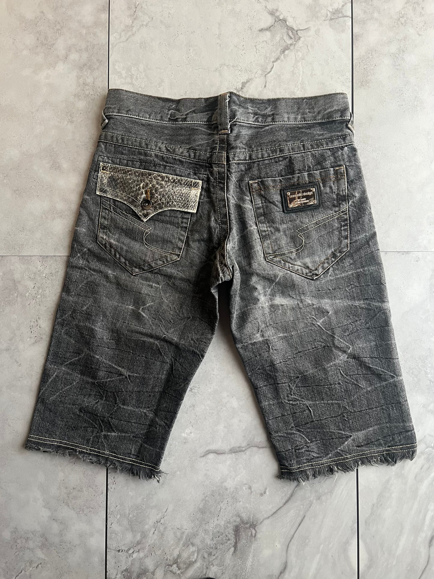 Semantic Design Snakeskin Pocket Washed Shorts