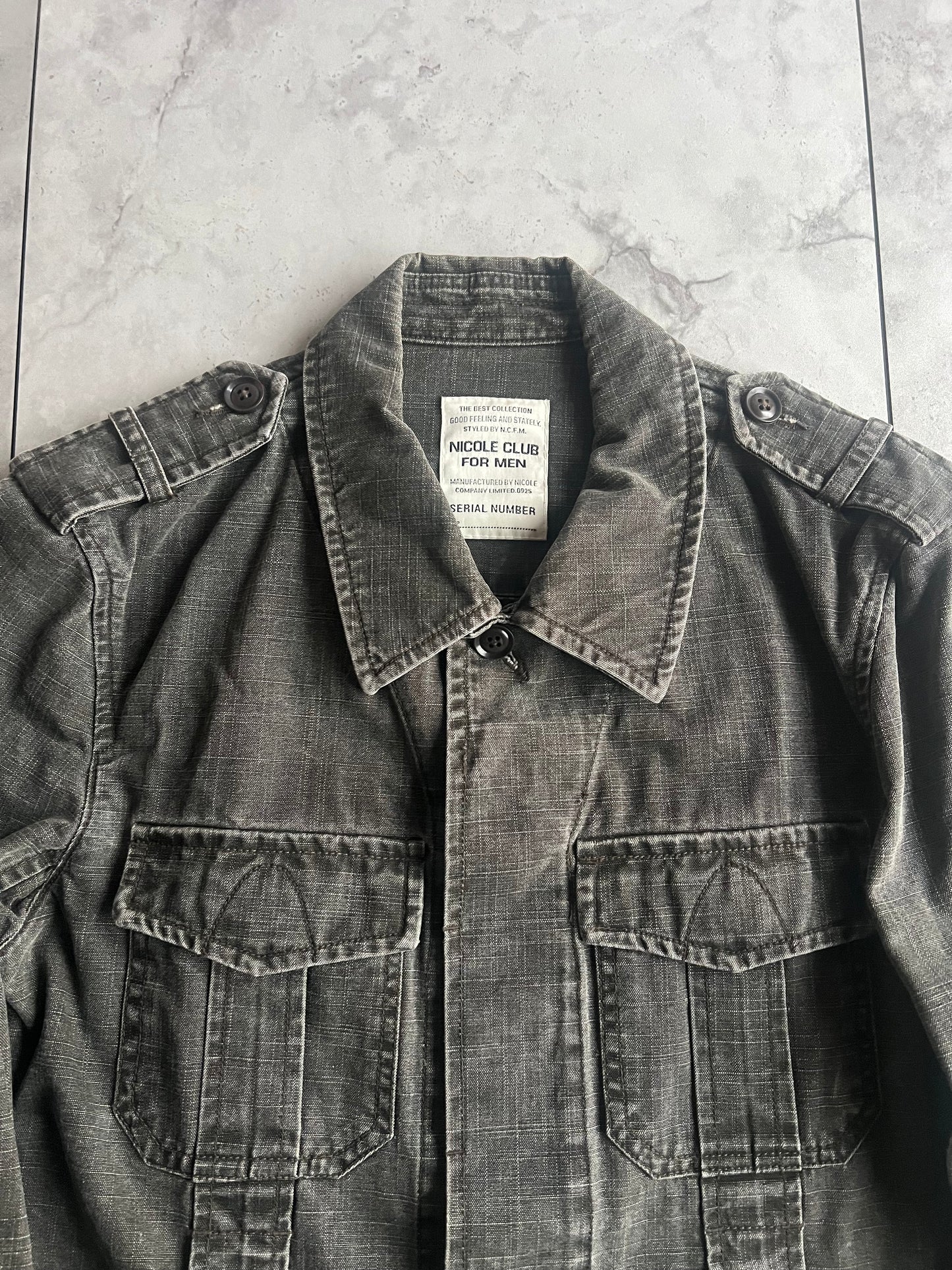 Nicole Club Military “Angel” Embroidered Denim Jacket