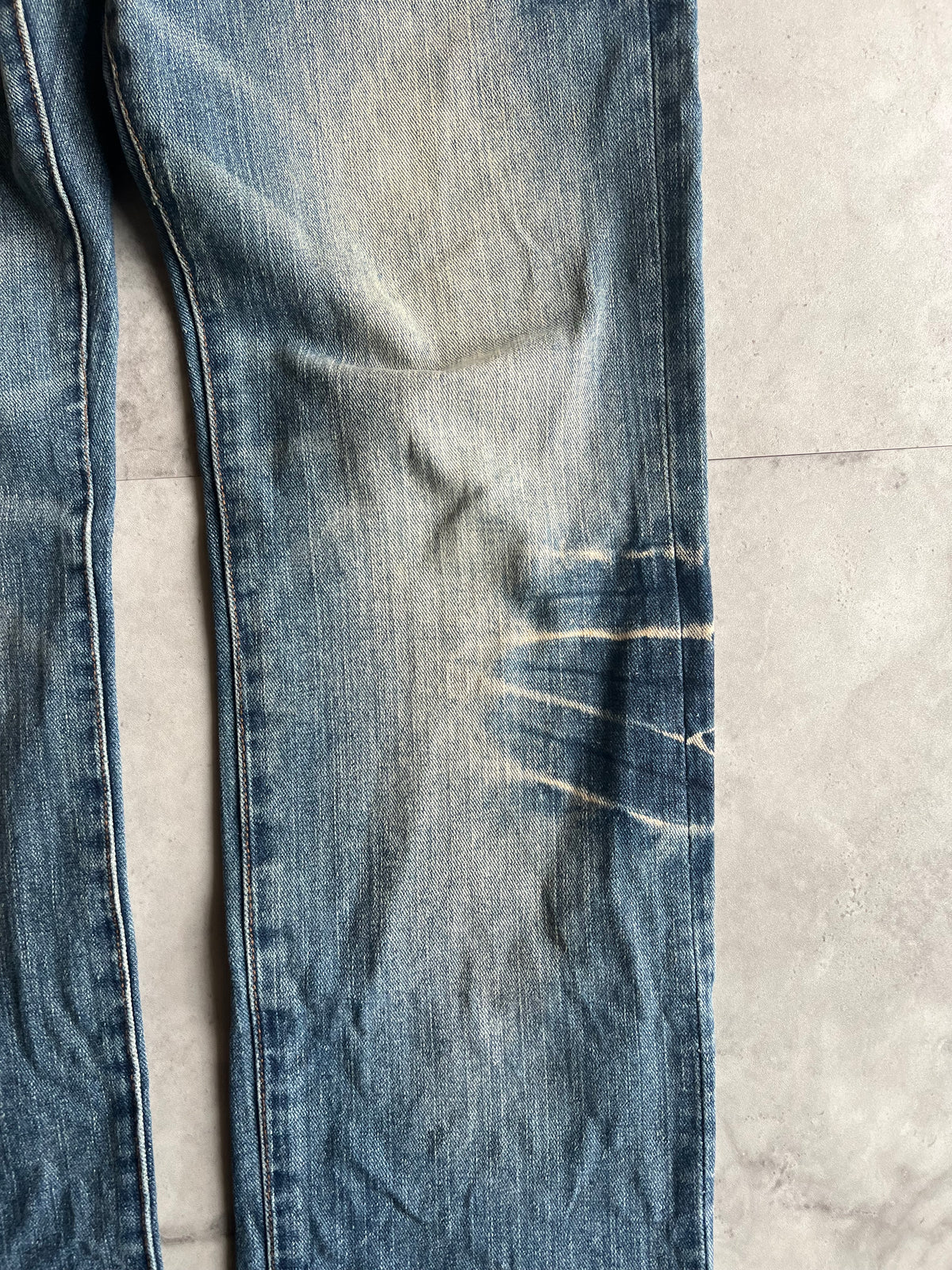 Root Three Quad Back Zip Whisker Wash Denim