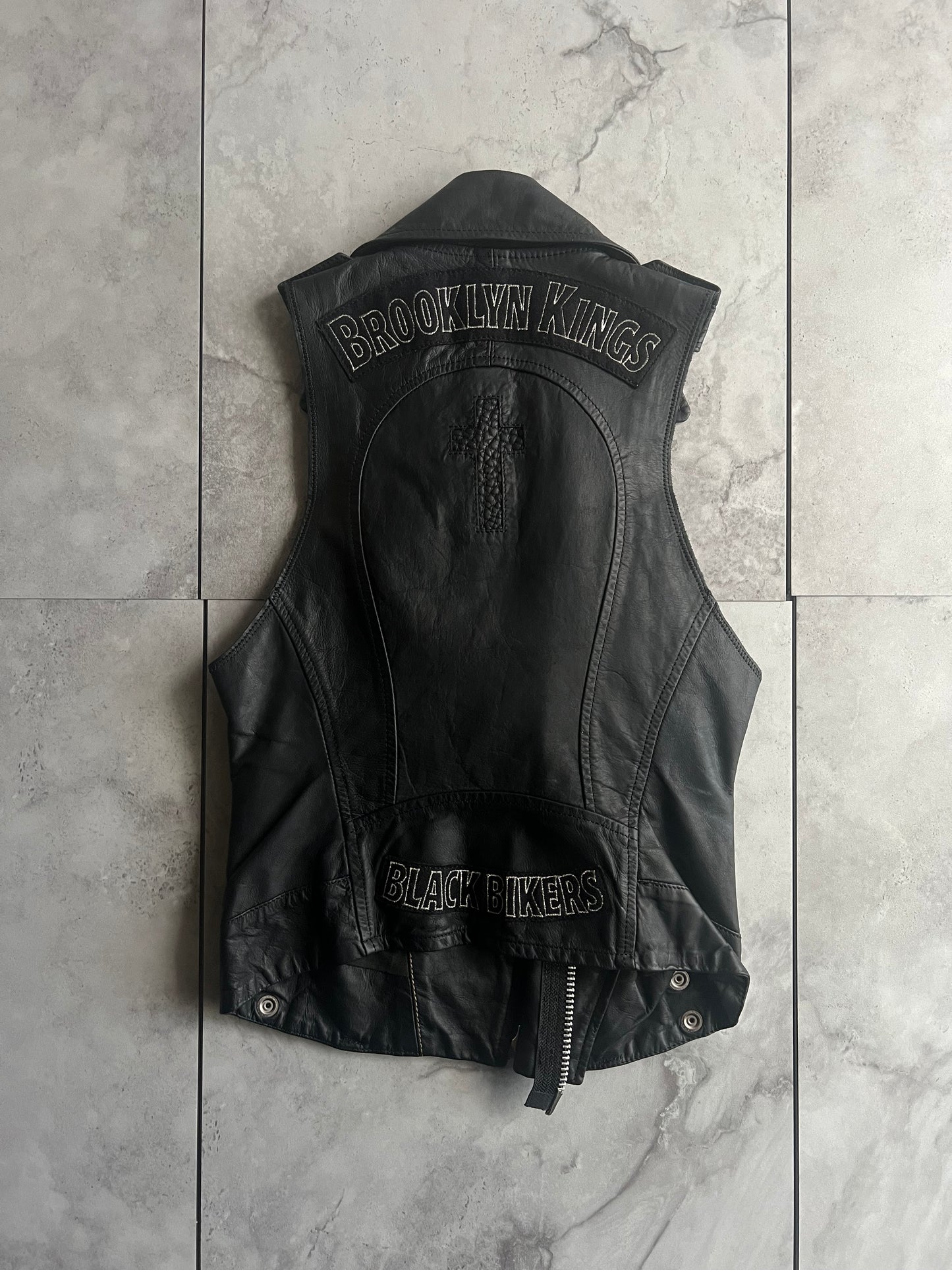 L.G.B Brooklyn Black Bikers Leather Riders Vest