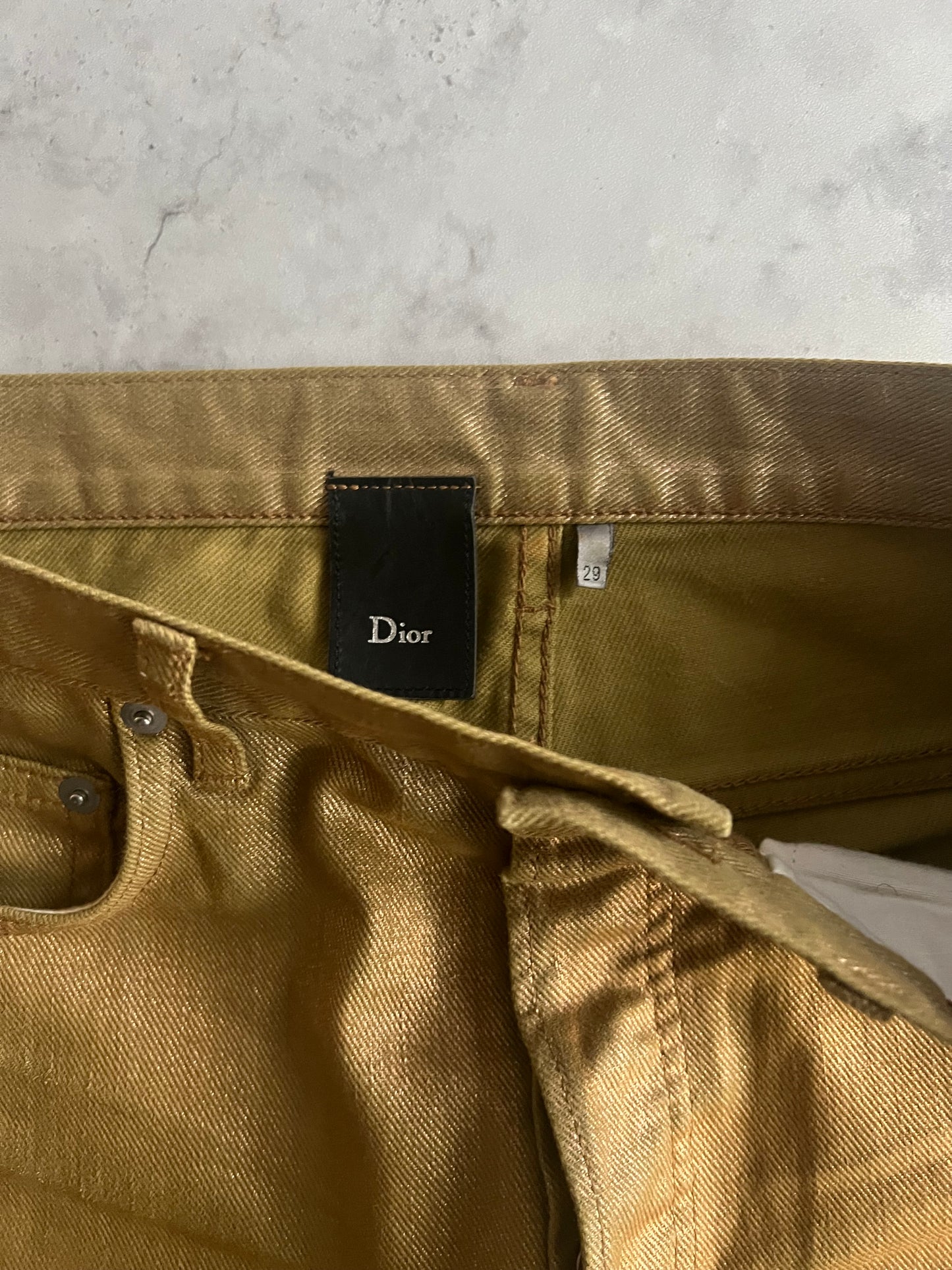 SS09 Dior Homme Gold Waxed Radioactive Denim Jeans
