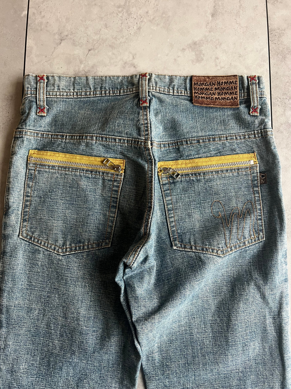 Morgan Homme Mossy Knee Embroidered Back-Zip Denim
