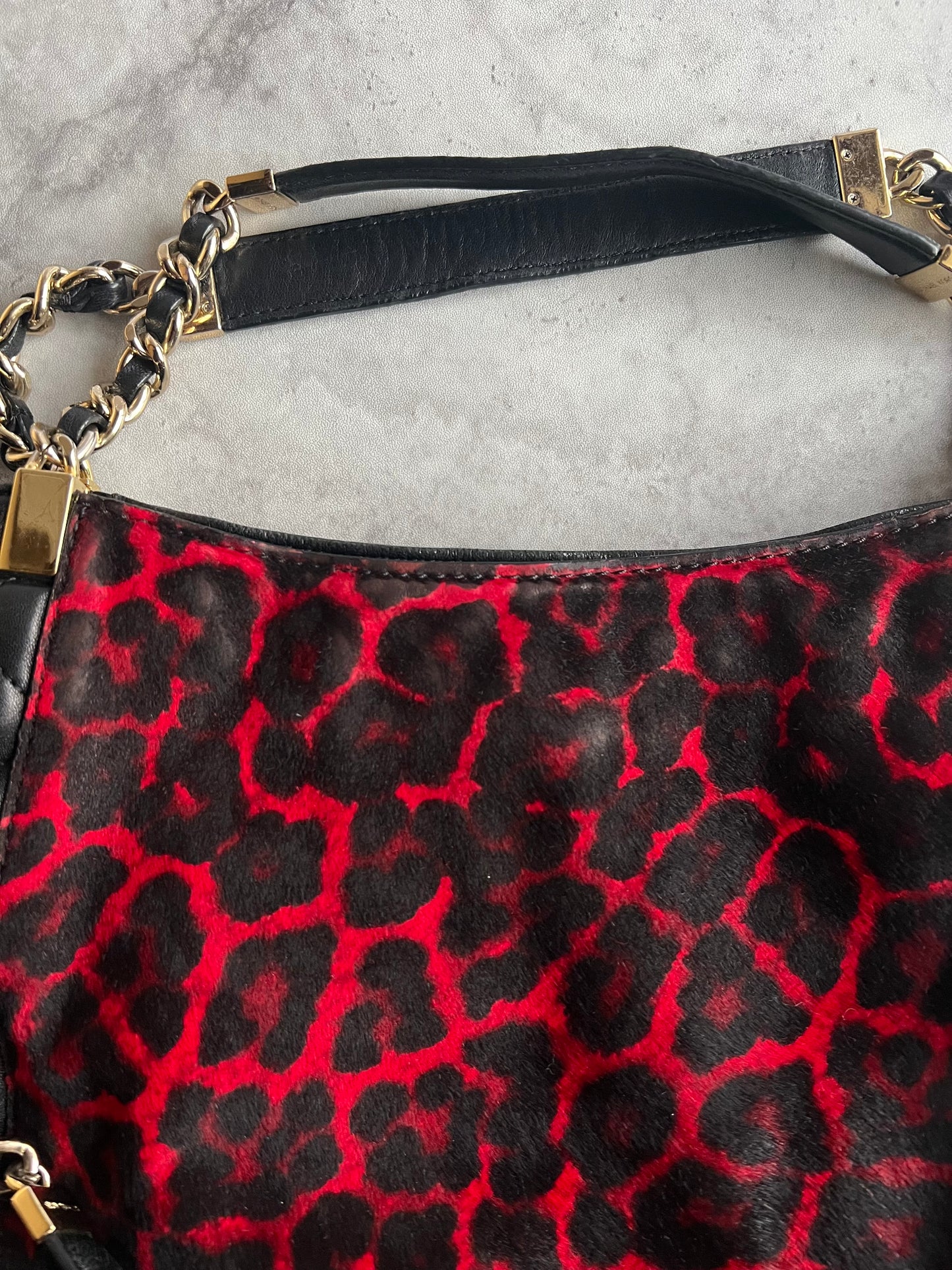 Michael Kors Leopard Print Calf Hair Leather Handbag