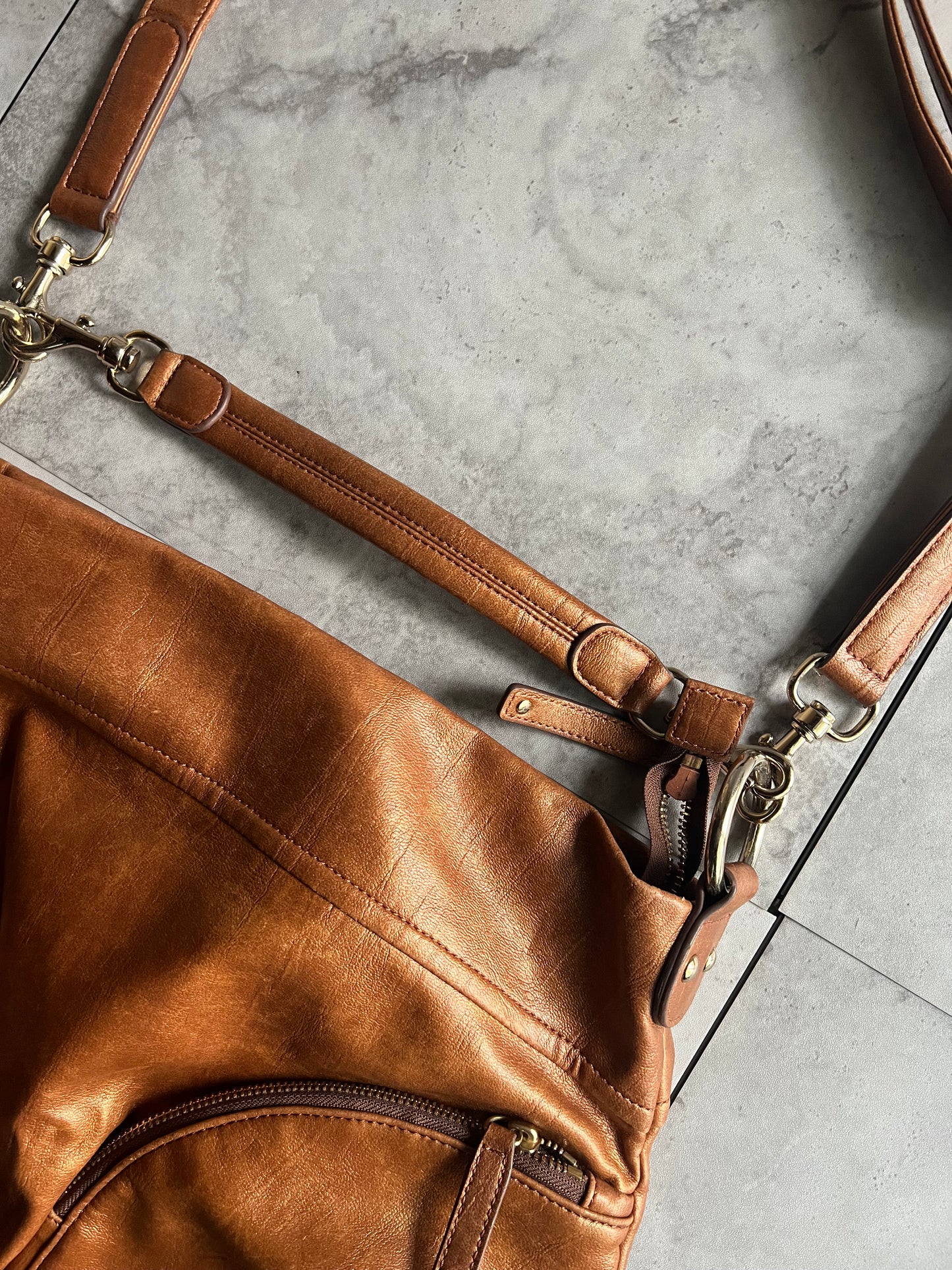 Sazaby Metallic Brushed Leather 2-Way Shoulder Bag