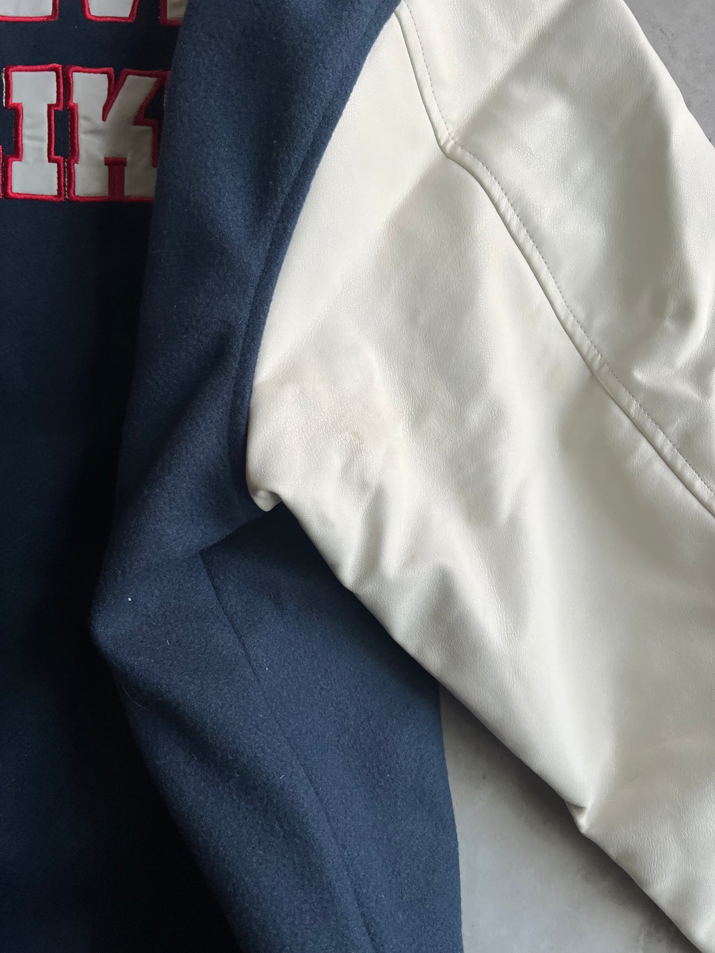Jackrose Embroidered Leather Sleeve Varsity Jacket