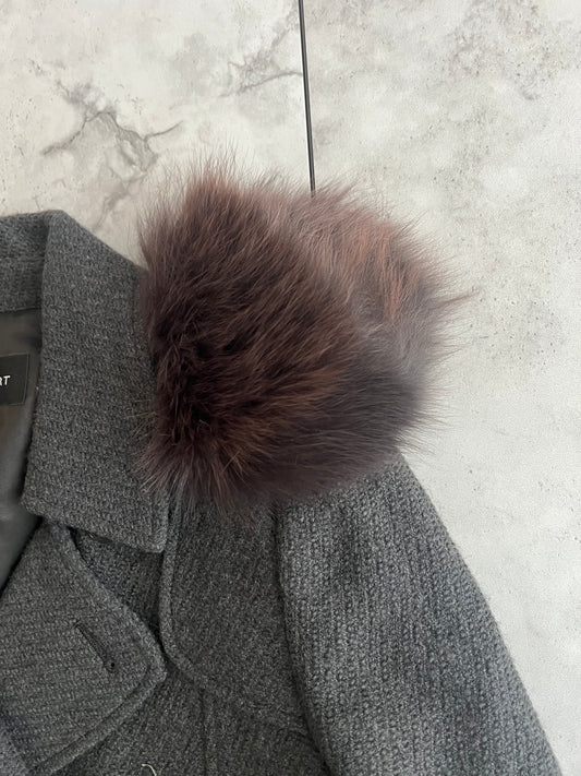 Jil Stuart Fox Fur Shoulder Pea Coat