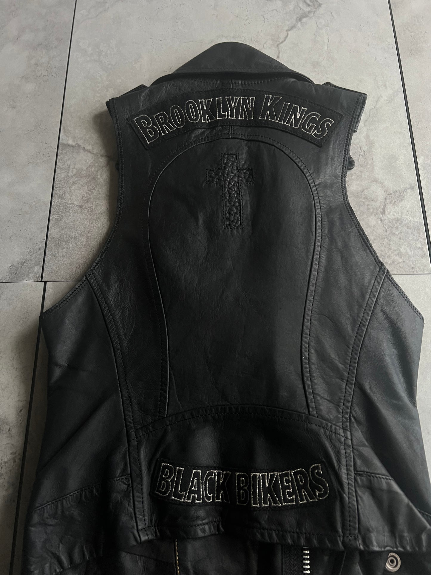L.G.B Brooklyn Black Bikers Leather Riders Vest