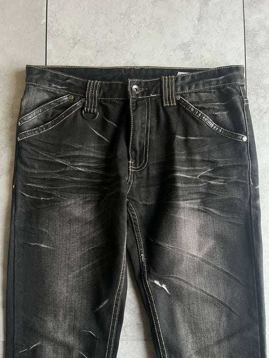 Semantic Design Studded Whisker Wash Denim