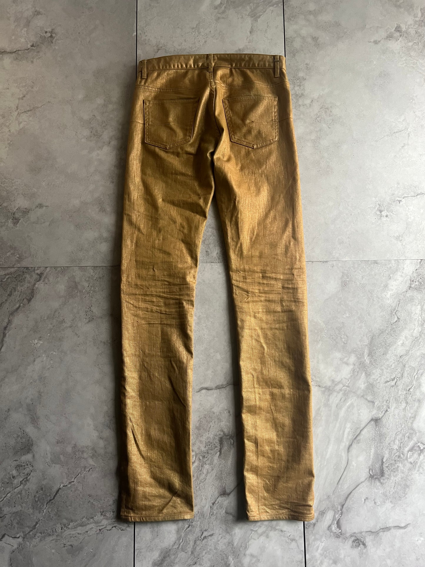 SS09 Dior Homme Gold Waxed Radioactive Denim Jeans