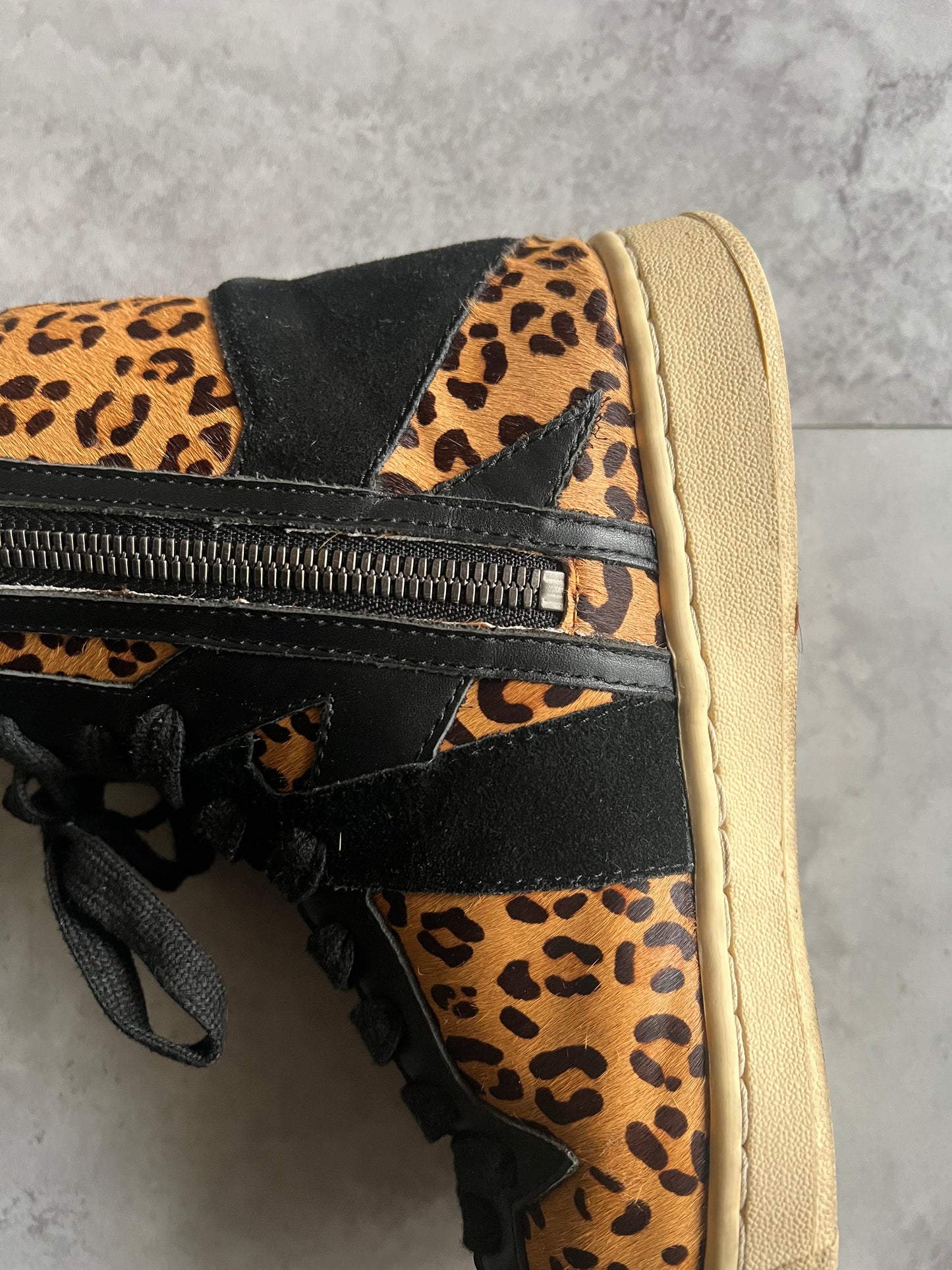 Attachment Pony Hair Leopard Side Zip Boots