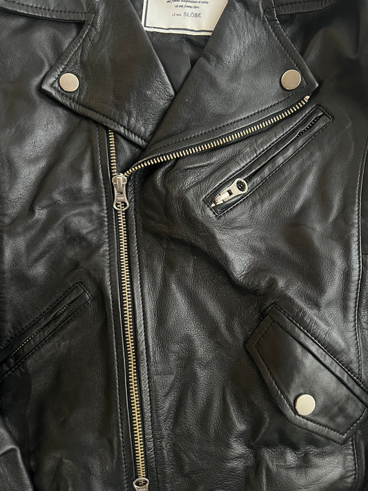 SLB Vintage Cropped Leather Biker Jacket