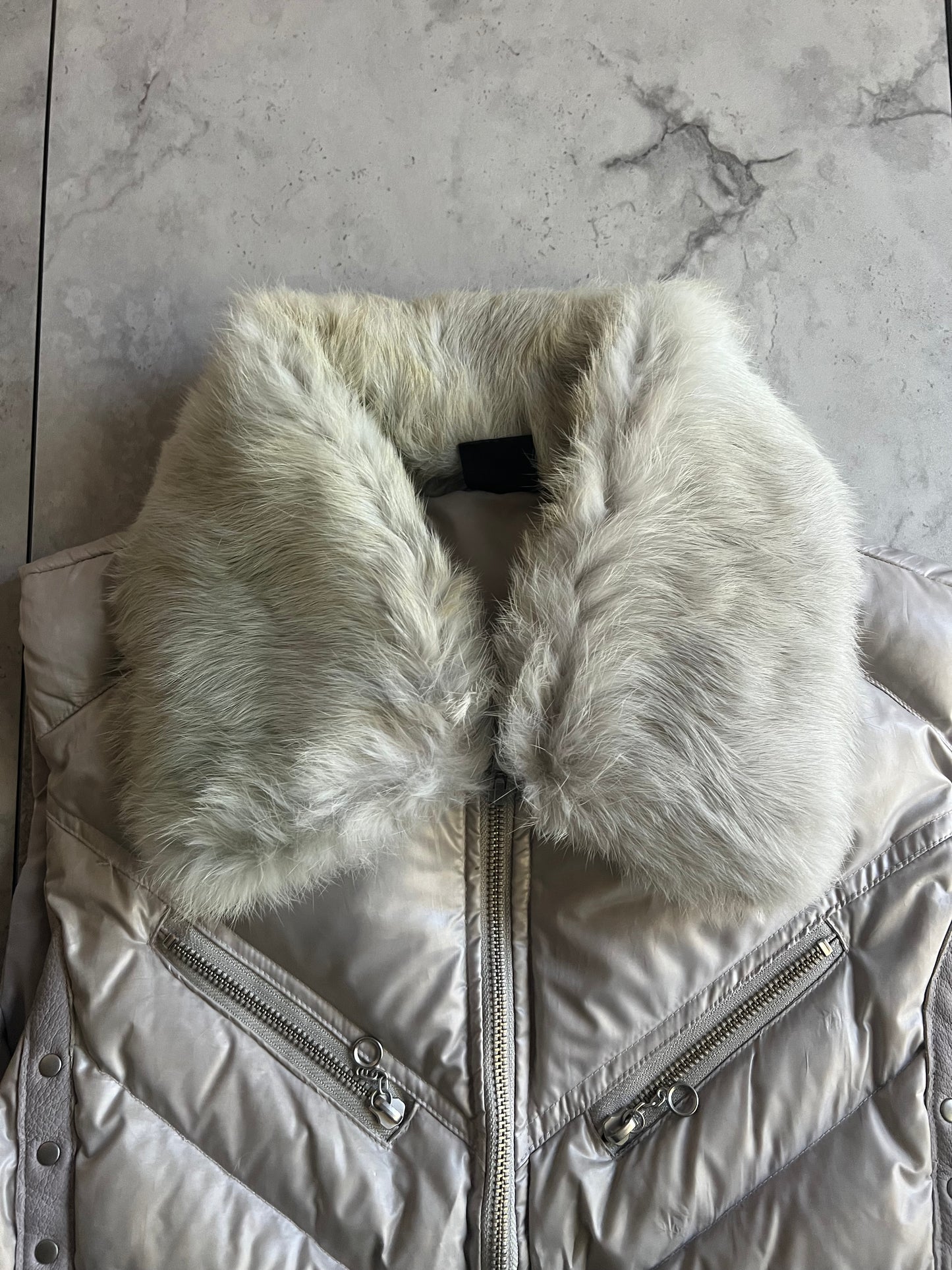 Jackrose Studded Fur Collar Padded Vest