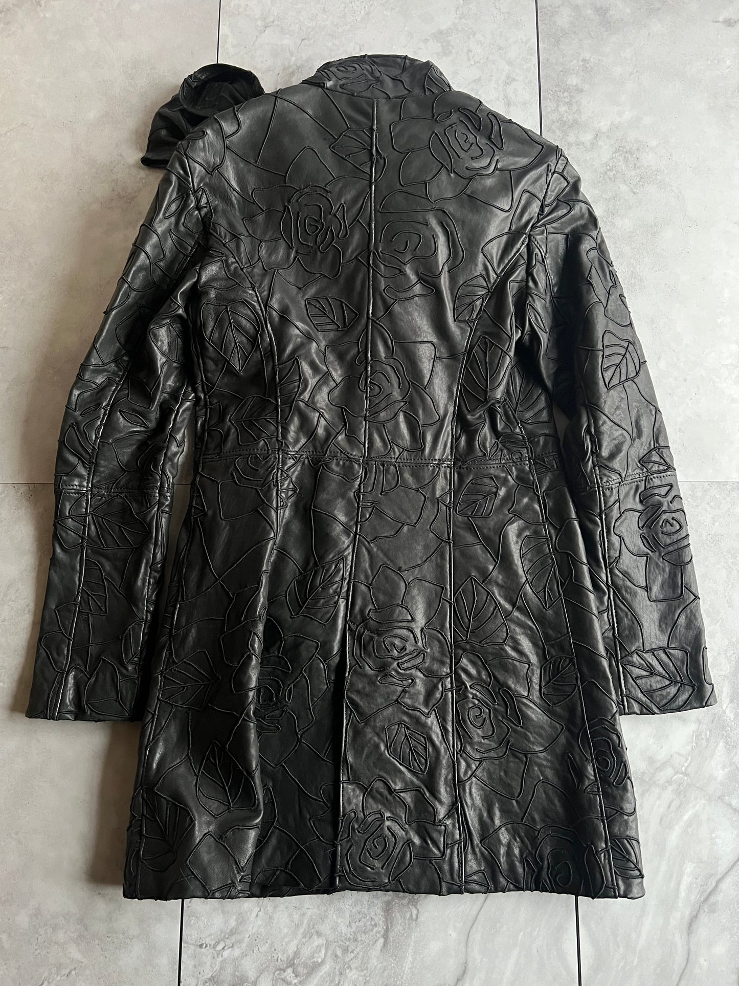 Emporio Armani Leather Bow Long Coat