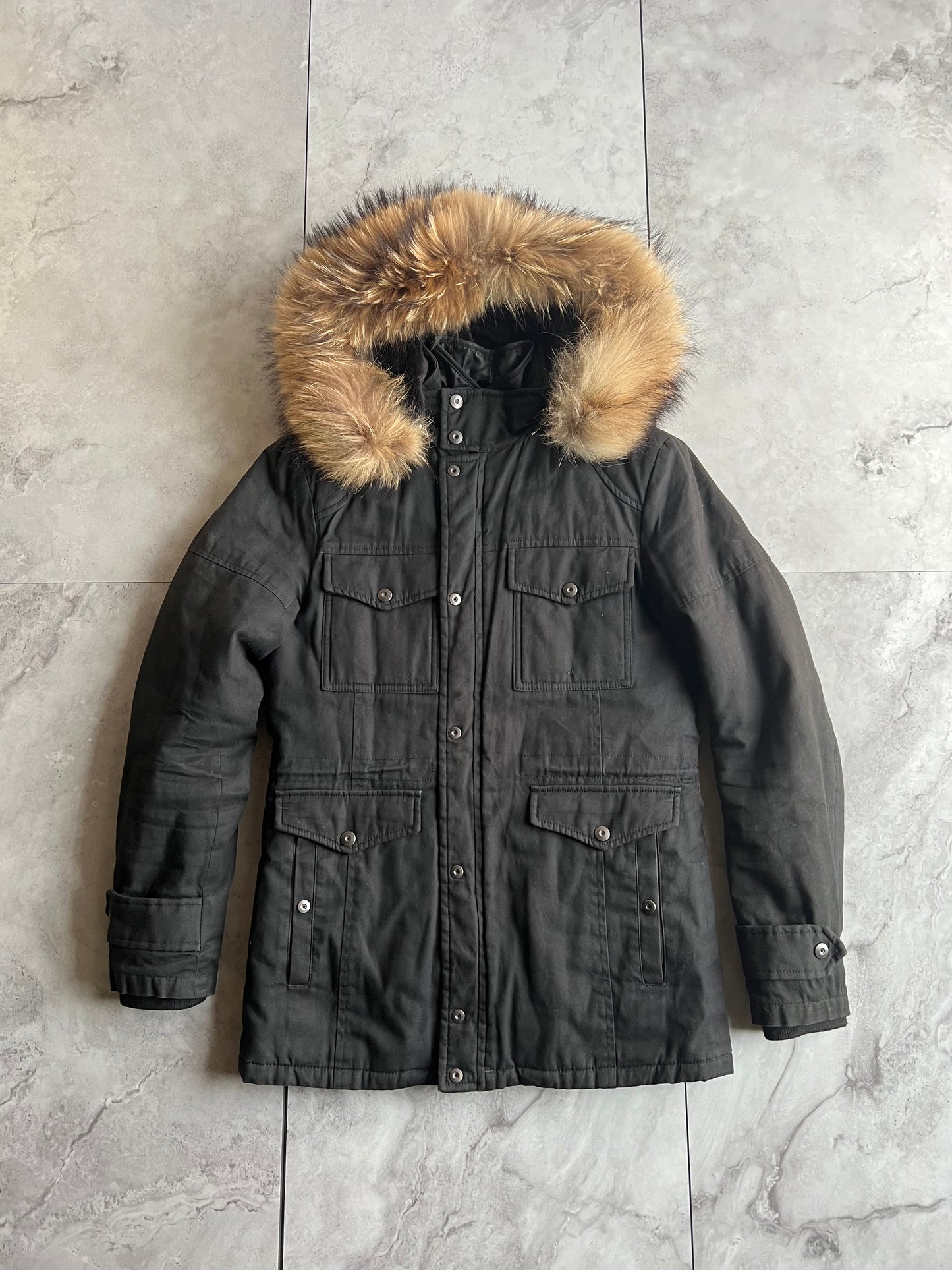 5351 Pour Les Hommes Raccoon Fur Hooded Jacket