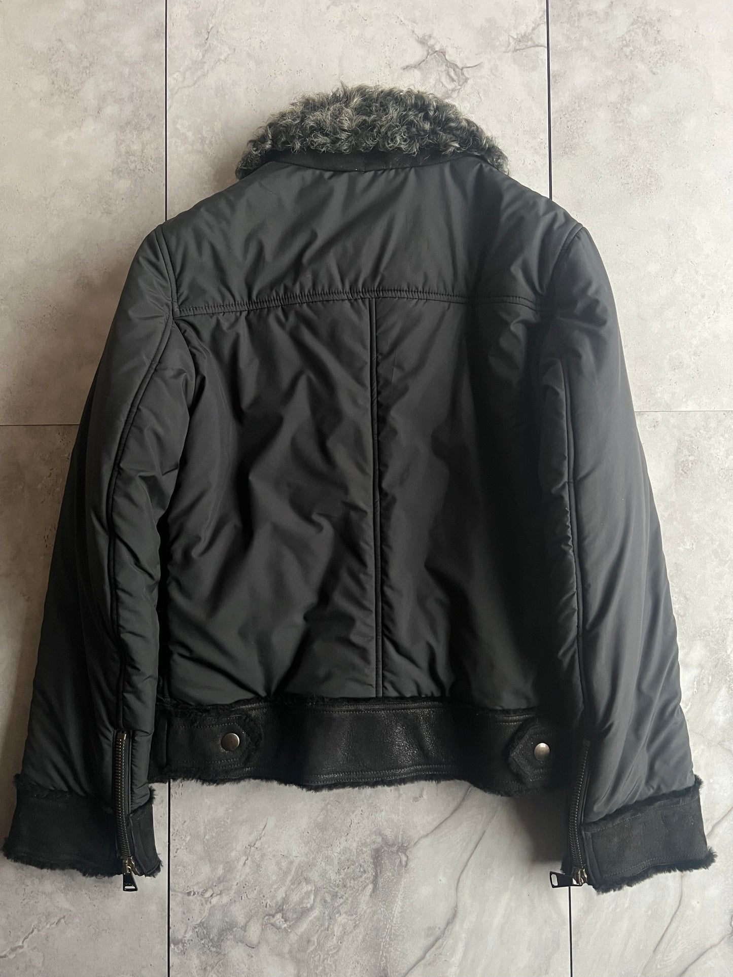 FW2008 Dolce & Gabbana Kalgan Faux Fur Collar Leather Trim Jacket