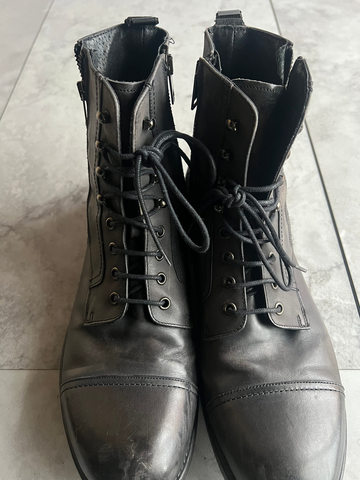 Diesel Side-Zip Leather Lace Hiking Boots