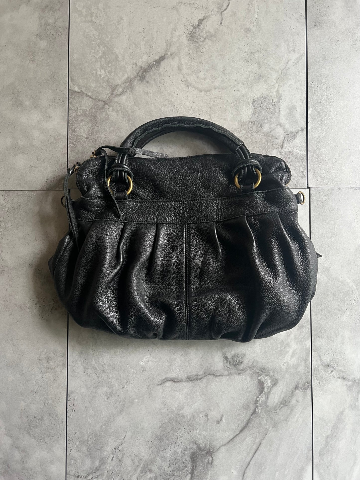 Sazaby Black 2-Way Leather Handbag