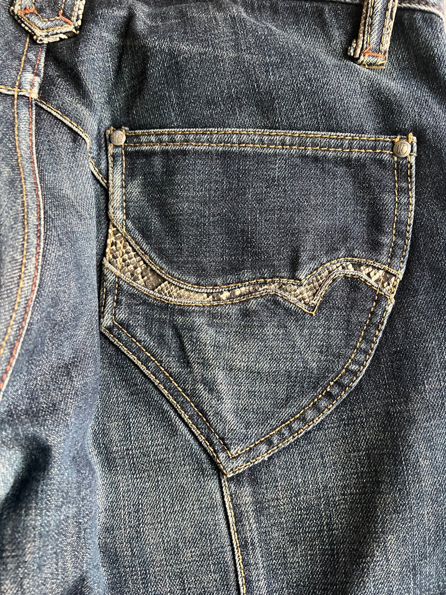 Nicole Club Python Wide Pocket Flared Denim