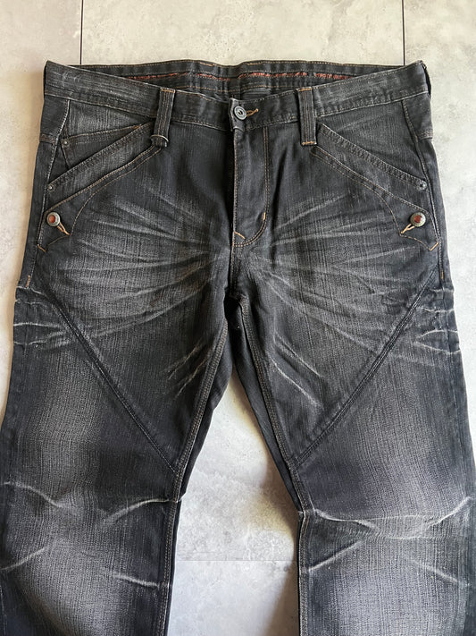 Nicole Club Grey Whisker Wash Slash Denim