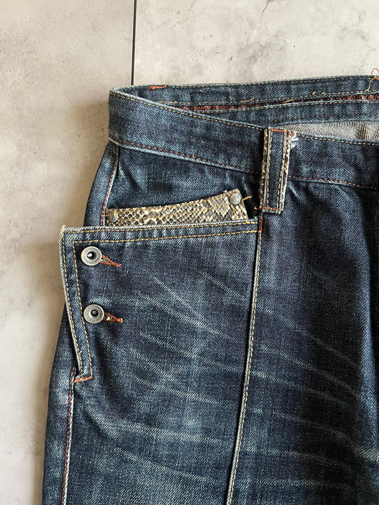Nicole Club Python Wide Pocket Flared Denim