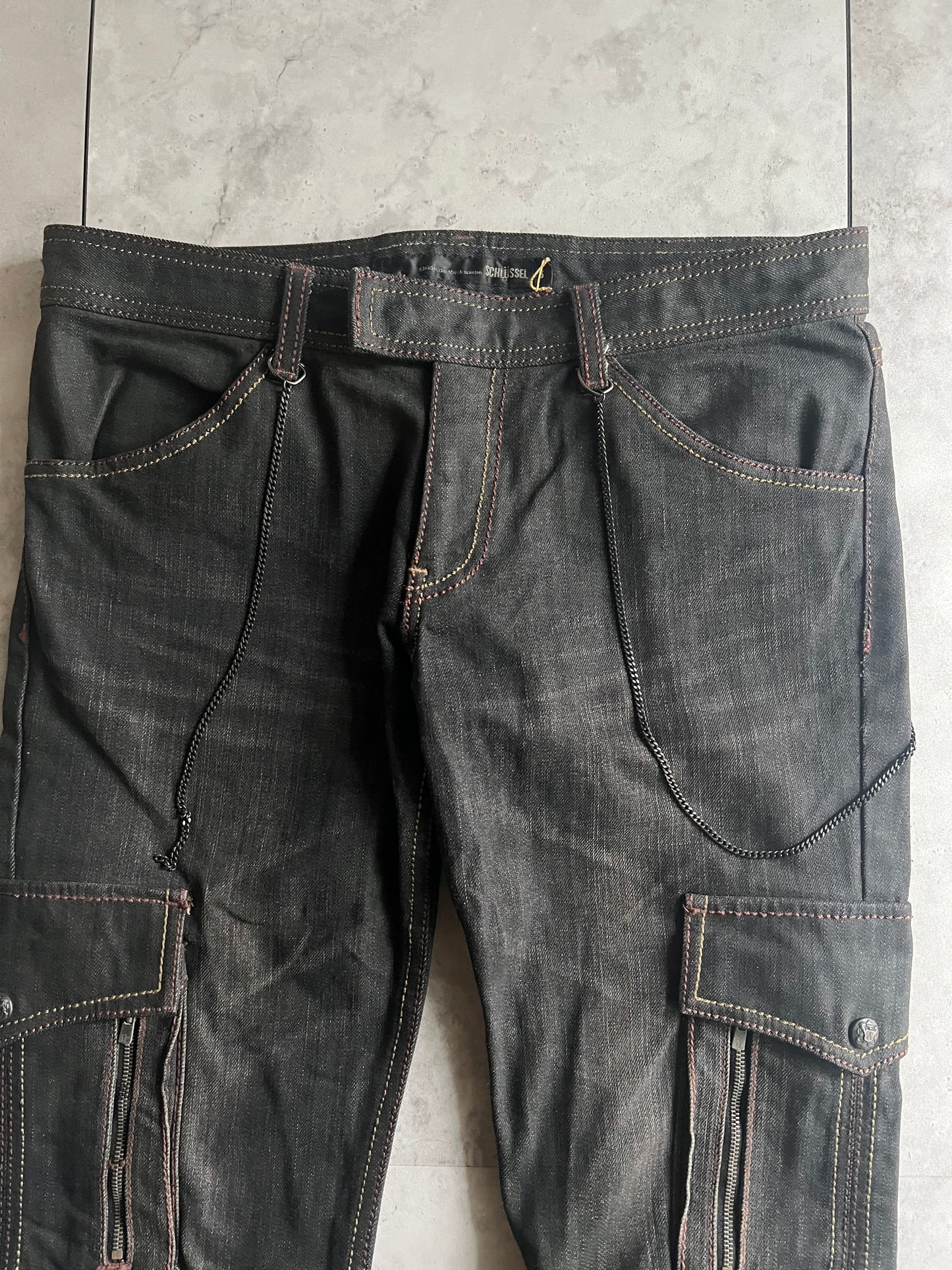 Schlussel Zipper Chain Attachment Cargo Denim