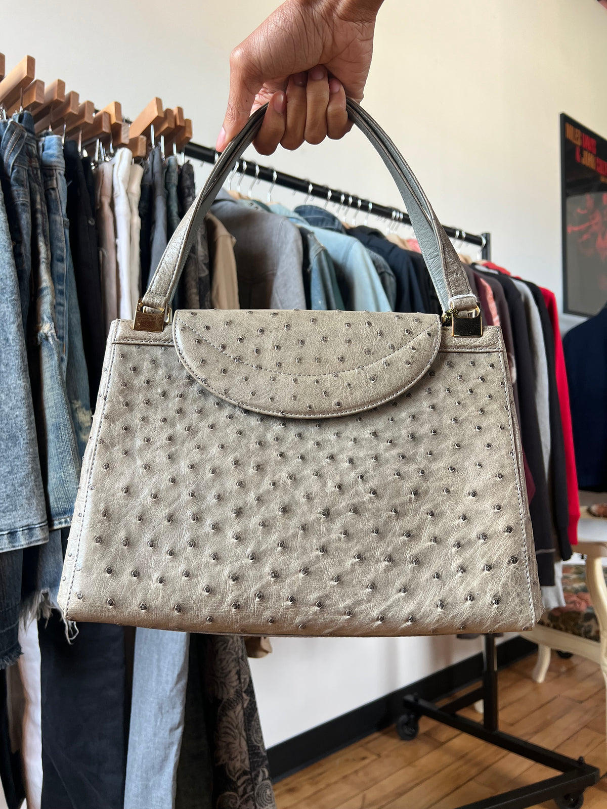J.R.A Olive Luxury Ostrich Leather Handbag