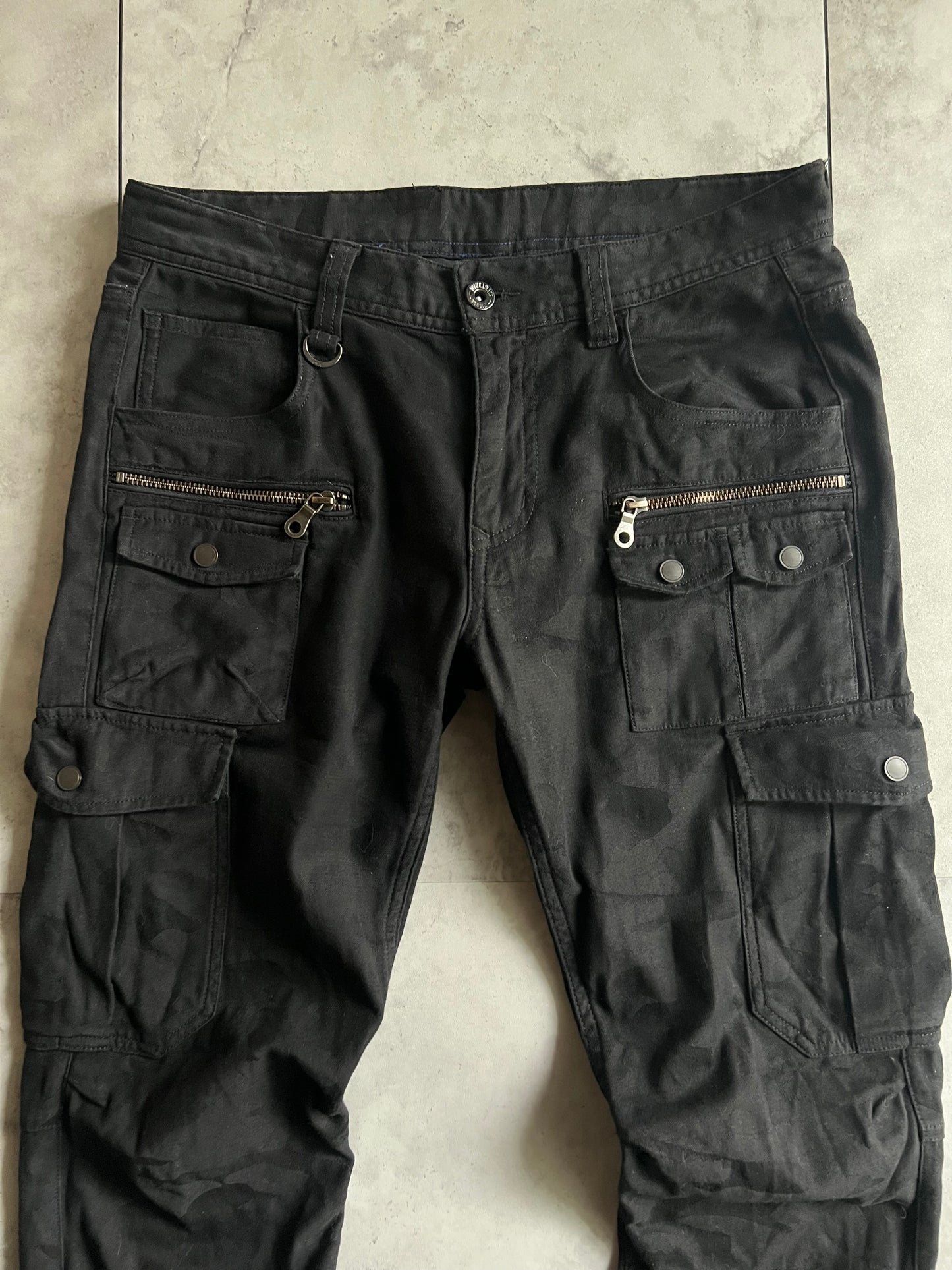 Nicole Club Black Camo Zipper Cargo Pants