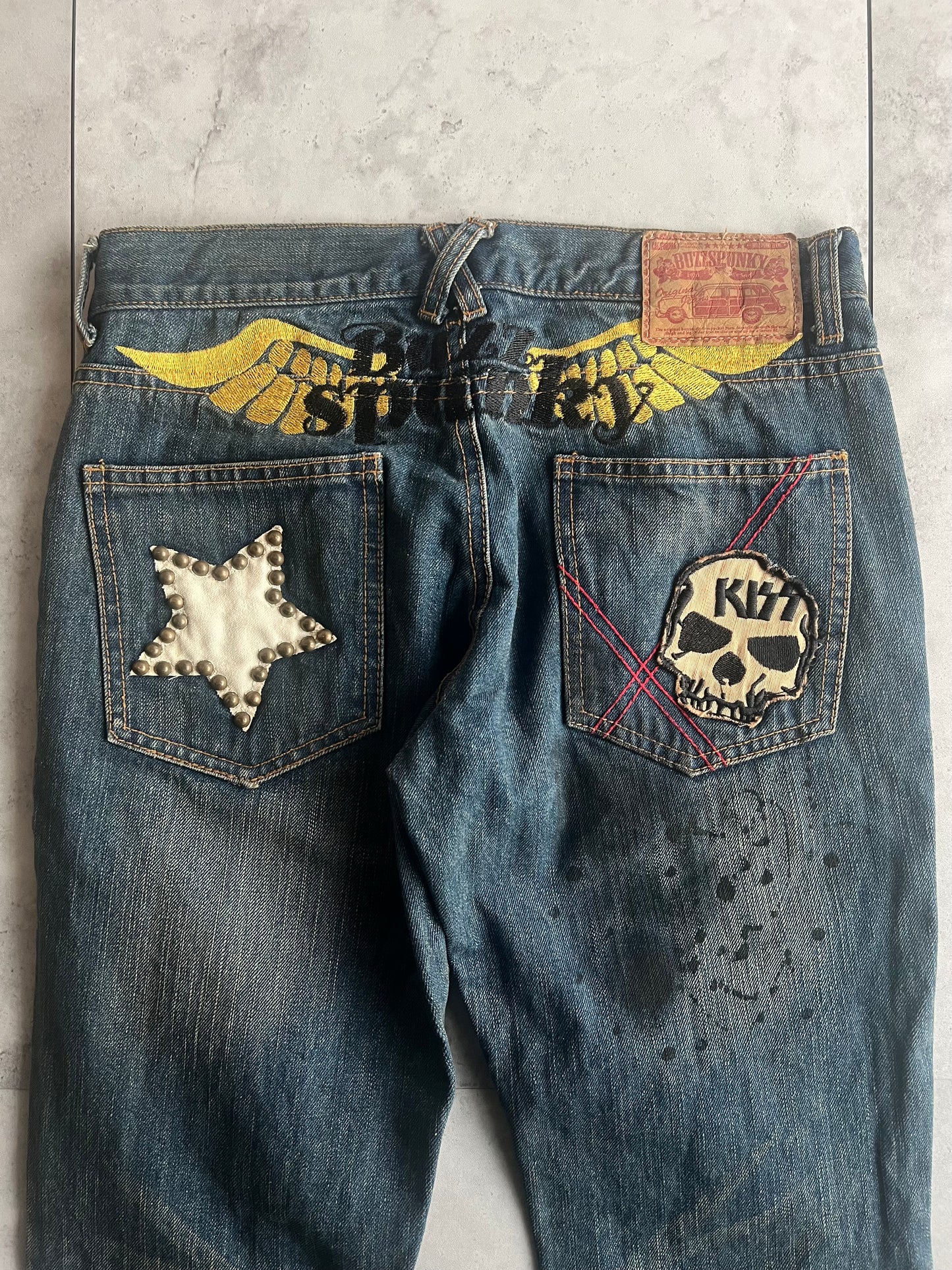 Buzz Spunky “Kiss” Studded Mud Wash Jeans