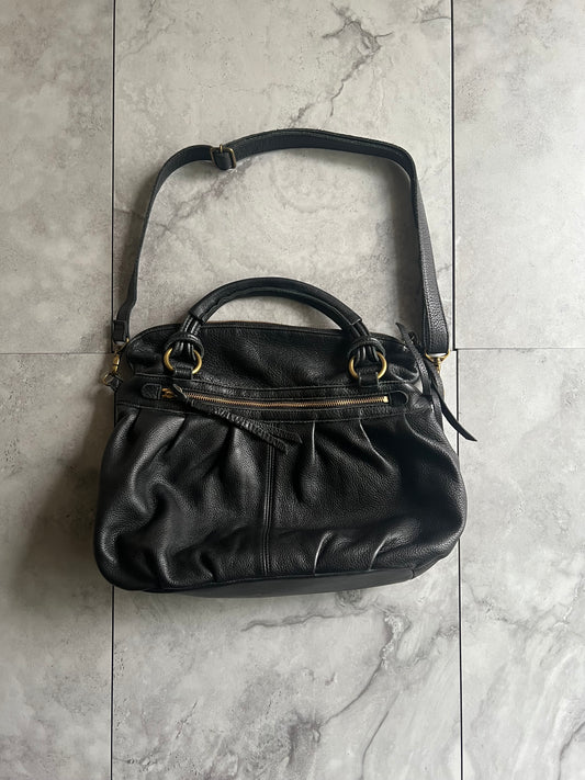 Sazaby Black 2-Way Leather Handbag