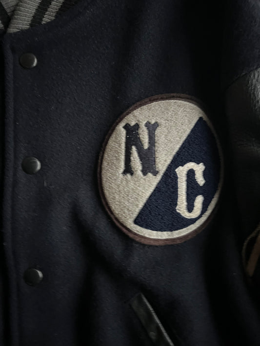 Nicole Club Leather Sleeve Embroidered Stadium Jacket