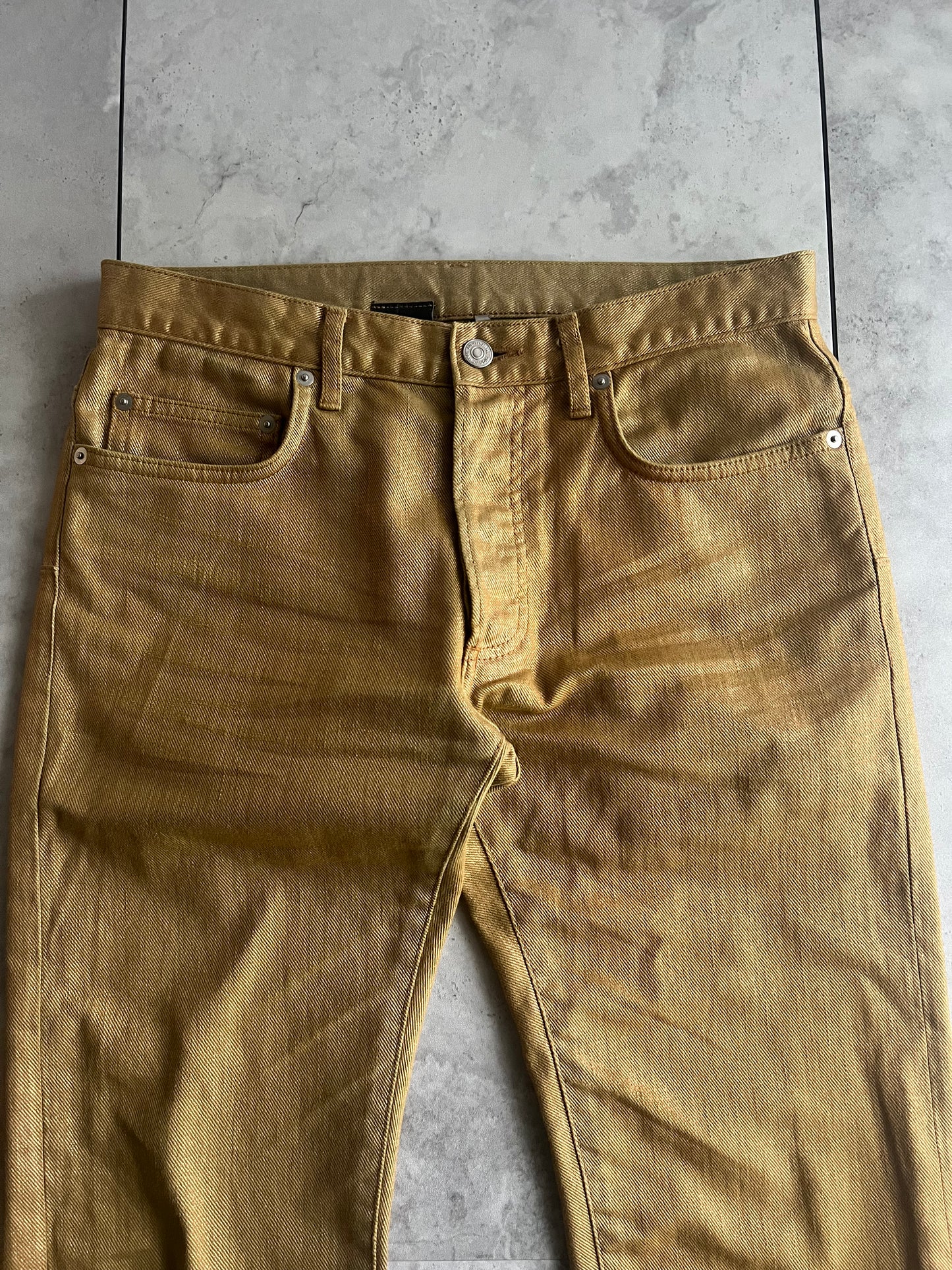 SS09 Dior Homme Gold Waxed Radioactive Denim Jeans