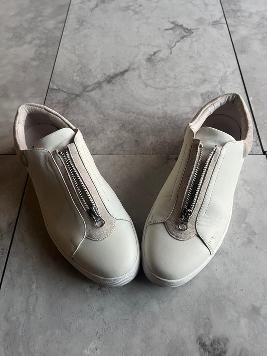 Alfredo Bannister Center-Zip Leather Sneakers