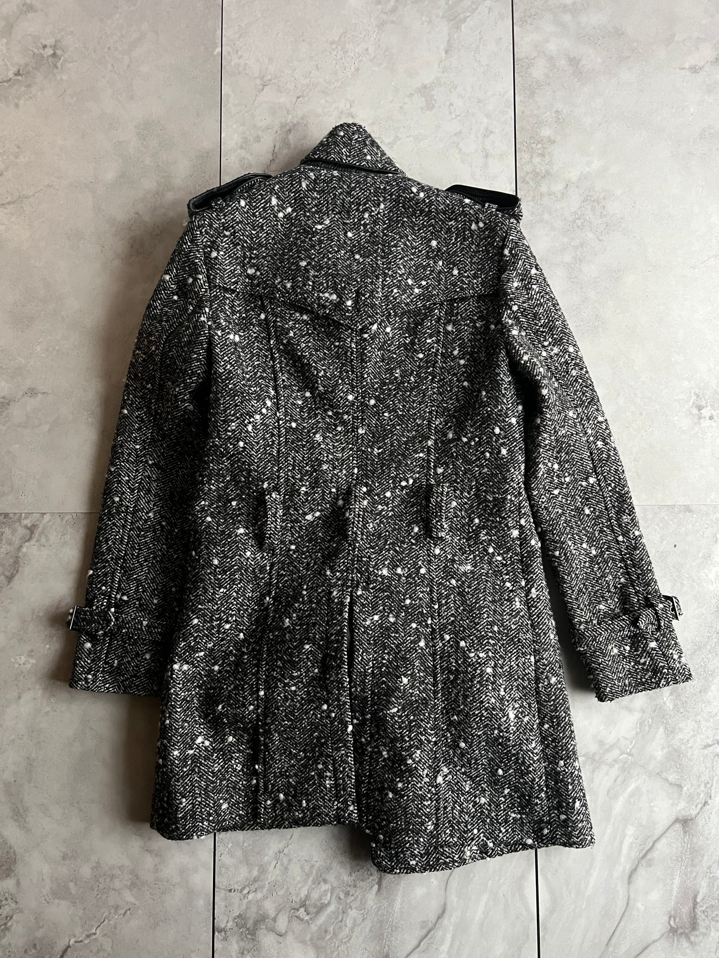 Buffalo Bobs Tweed Wool Military Trench Pea Coat