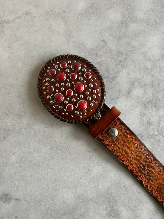 Dsquared2 Studded Buckled Western Leather Belt