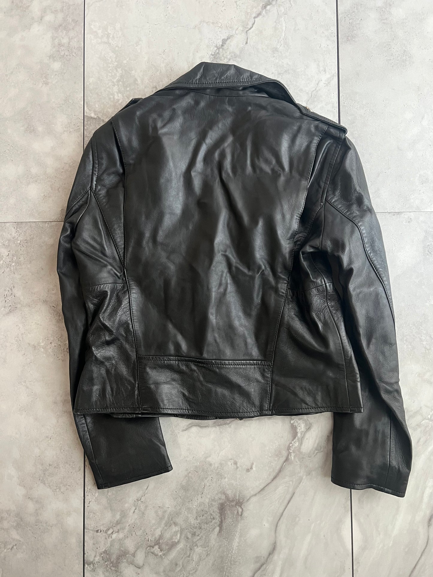 SLB Vintage Cropped Leather Biker Jacket