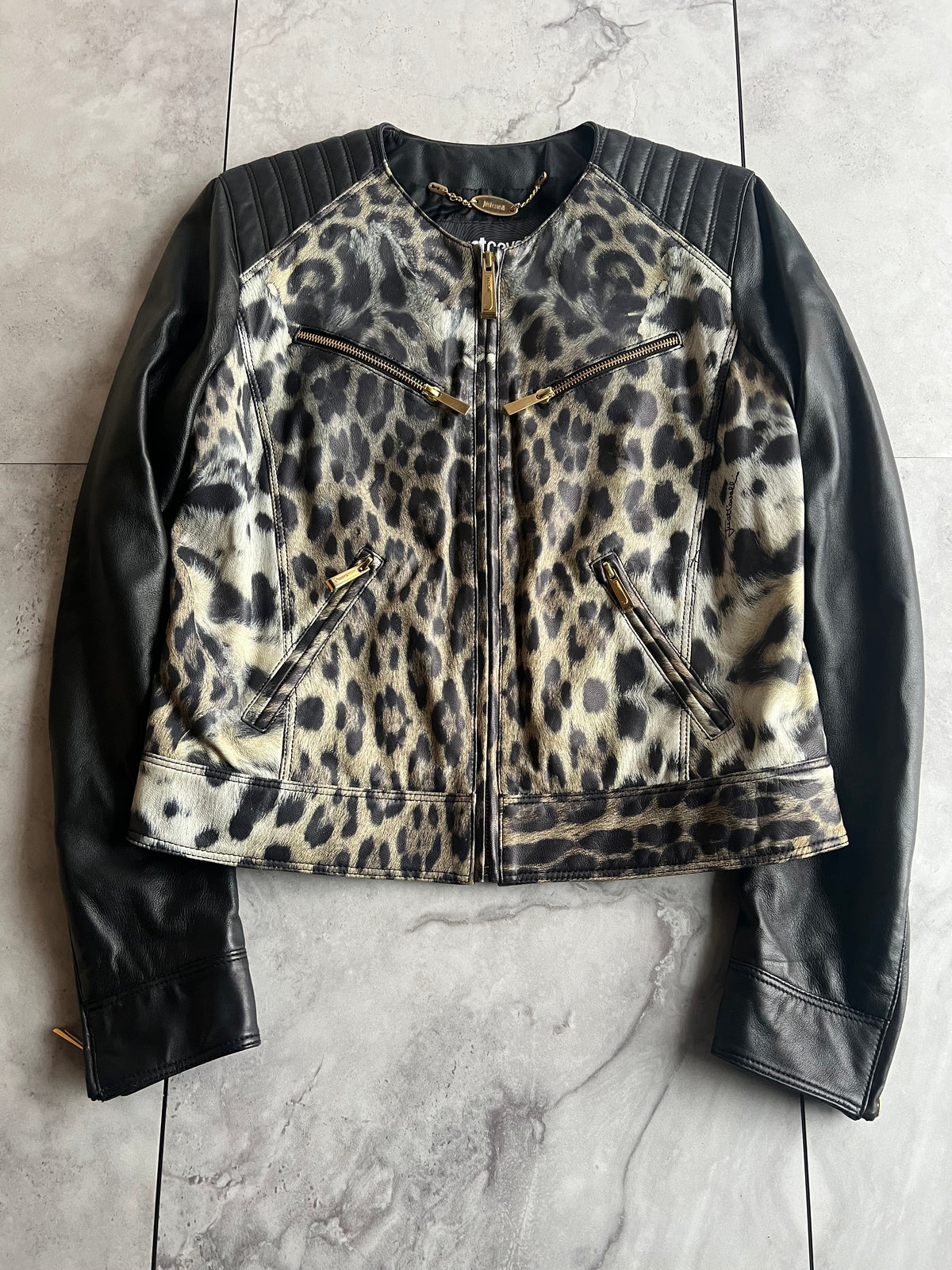 Just Cavalli Leopard Leather Jacket