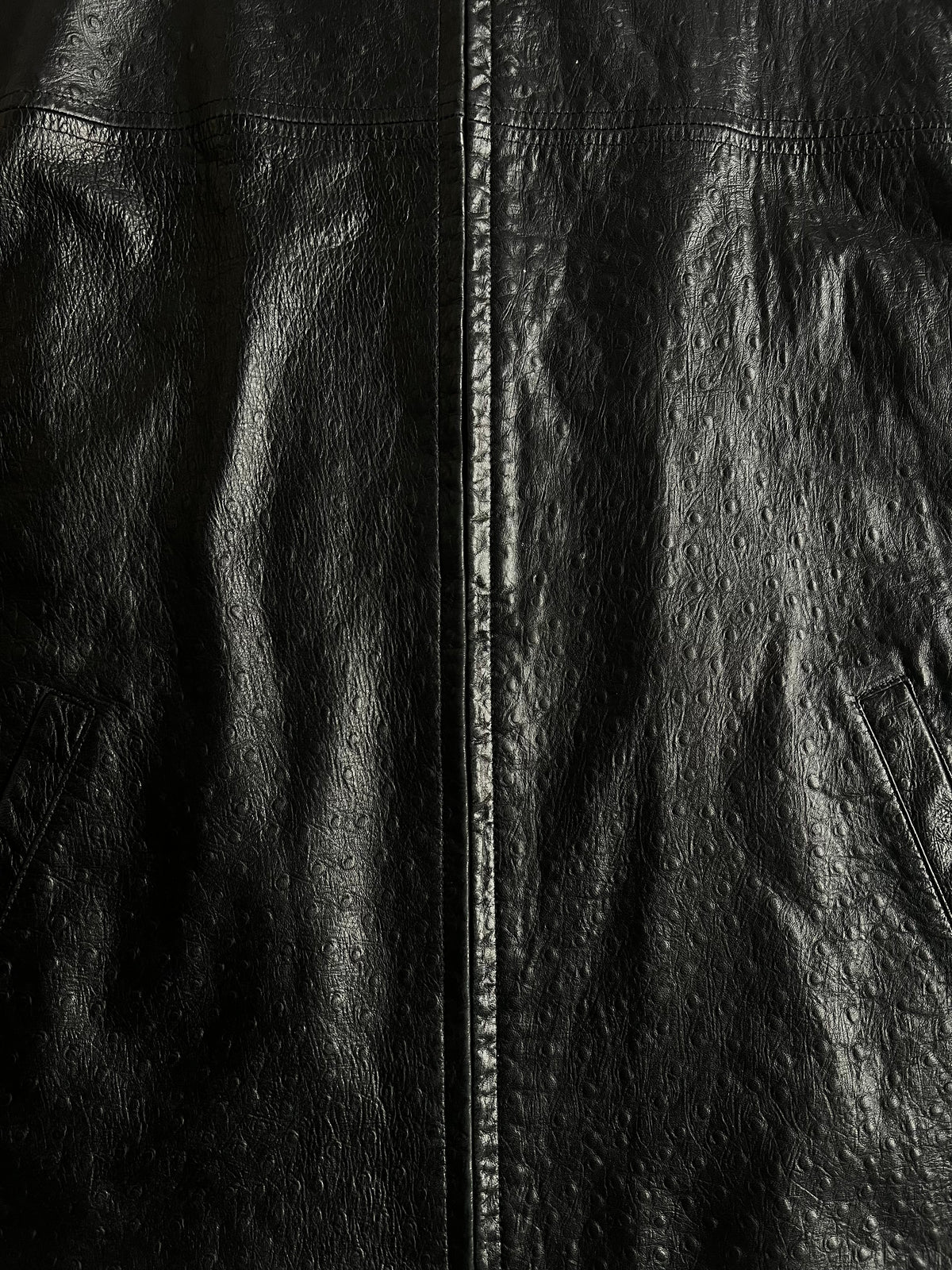 Gianni Bernini Ostrich Embossed Leather Jacket